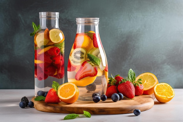 Refreshing and healthy fruitinfused water ready to be enjoyed created with generative ai