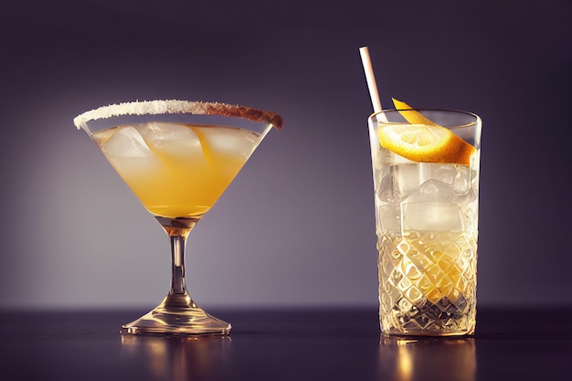 Refreshing Iced Cocktail on a Bar