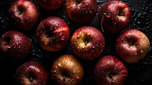 Refreshing and Juicy Apples Seamless Background with Glistening Water Droplets