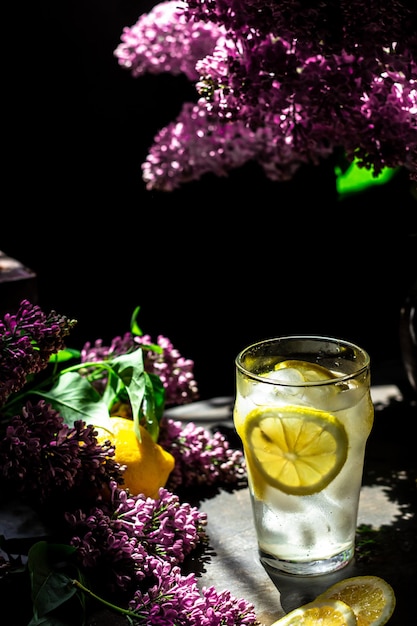 Refreshing lemon lilac drink