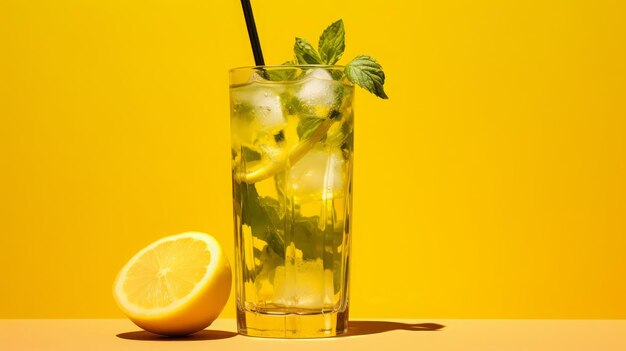 Refreshing lemon mint iced drink