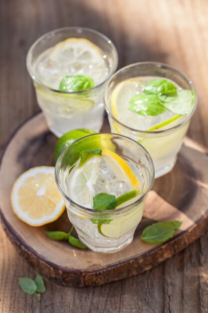 Refreshing lemonade drink with mint and citrus