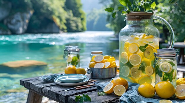 Refreshing Lemonade Setup by the River