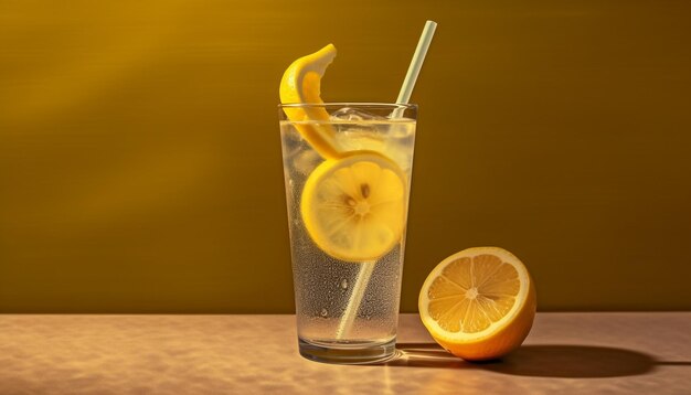 Refreshing lemonade on a wooden table perfect for summer generated by artificial intelligence