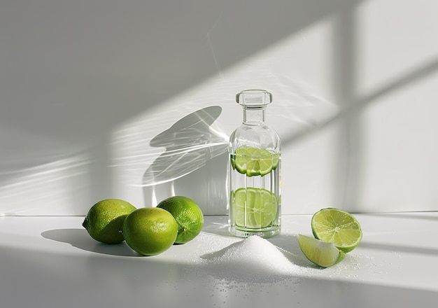 Refreshing lime infused water with fresh green limes