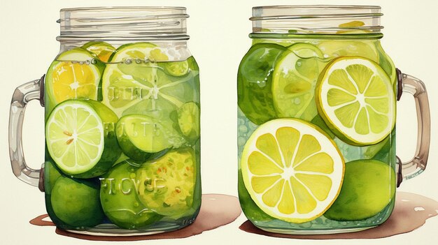 Refreshing Lime Juice Recipes Watercolor Image