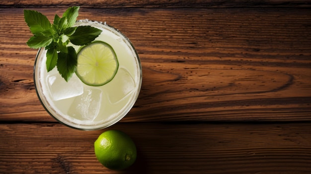 Refreshing Margarita On Wooden Table A Fusion Of Mexican And American Cultures