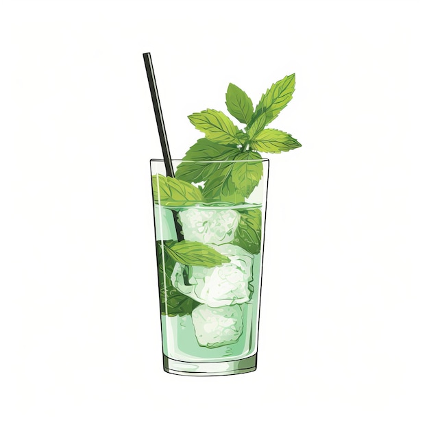 Refreshing Mint Drink With Artistic Transparency And Vintage Vibes