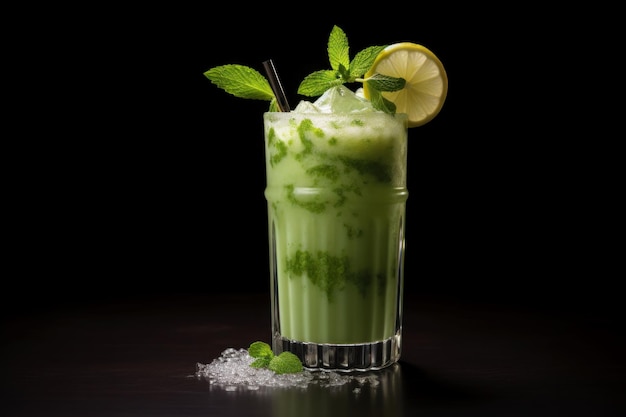 Photo refreshing mint lemonade in glass