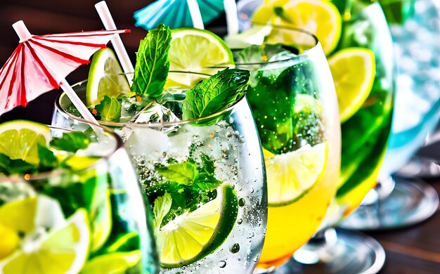 Foto refrescante cocktail di mojito in primo piano