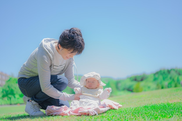 상쾌한 자연과 부모