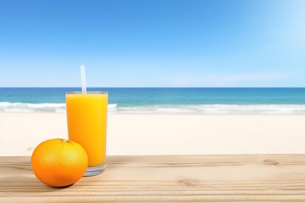 Refreshing orange cocktail on beach table vacation background ai generated