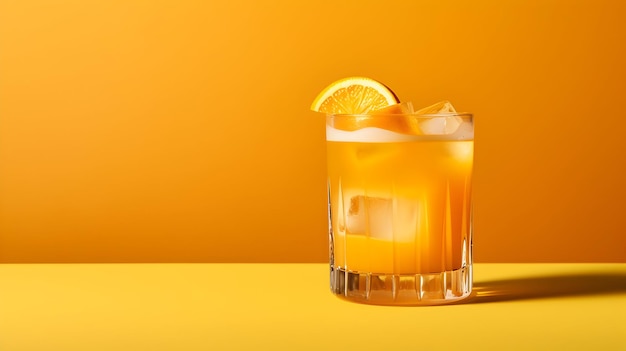 Refreshing orange cocktail with lime slice