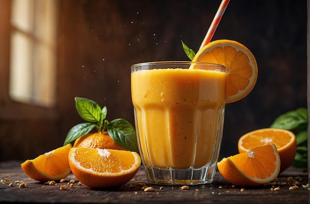 A refreshing orange juice smoothie with added ingredie