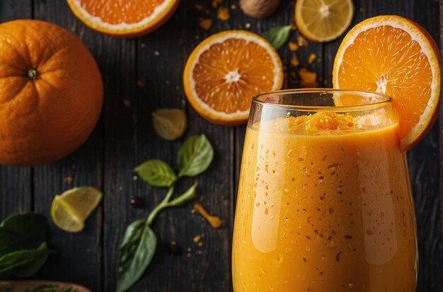 A refreshing orange juice smoothie with added ingredie