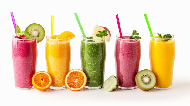 Refreshing Smoothie Collection Presented on a Clean White Background