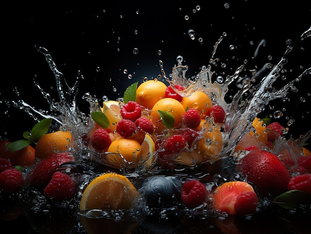Refreshing splash of fruit and citrus Generative AI