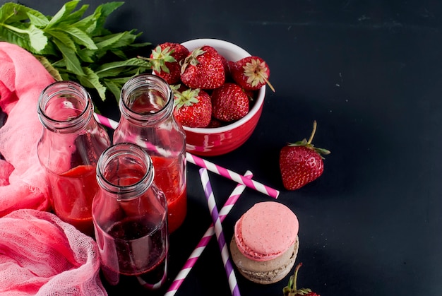 Refreshing strawberry and blueberry smoothies