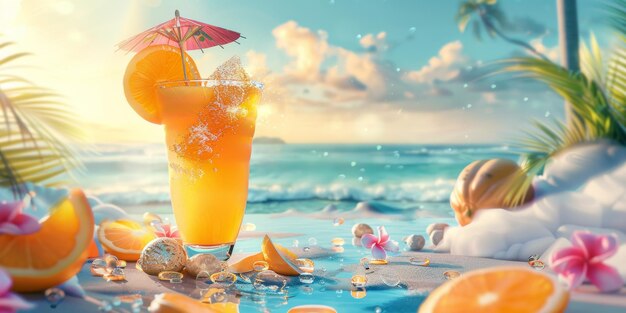 夏のカクテル ビーチ ゲネレーティブ・AI