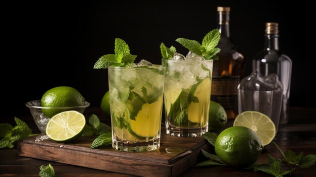 Refreshing summer cocktail mojito Generative AI image