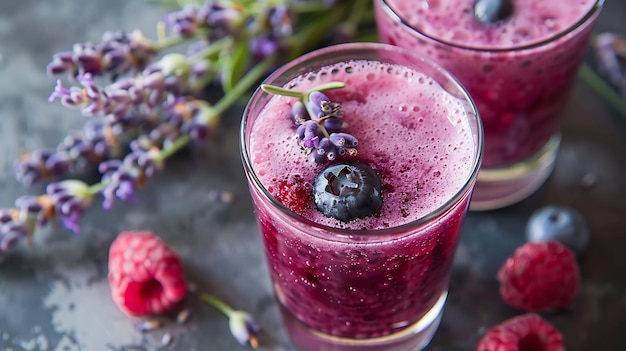 Освежающий летний напиток с ягодами и лавандой