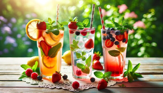 Refreshing summer fruit detox drinks