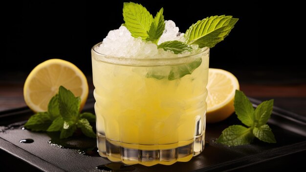 Refreshing summer lemonade from citrus fruits and mint Fruit cocktails Generative AI