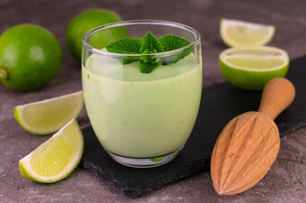 Refreshing summer smoothie with lime and mintDetox smoothieGreen smoothie