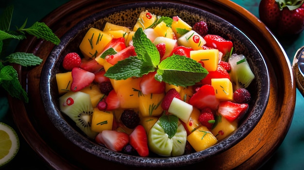 Освежающий салат из тропических фруктов Взрыв вкусов и красок