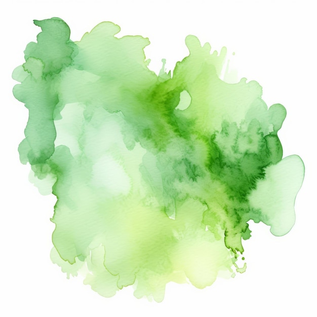 Refreshing Watercolor Pastel Light Green Color Splash A White Background Isolation