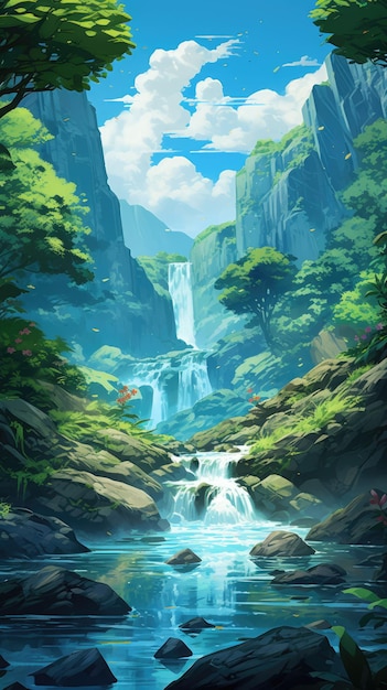 refreshing waterfall background