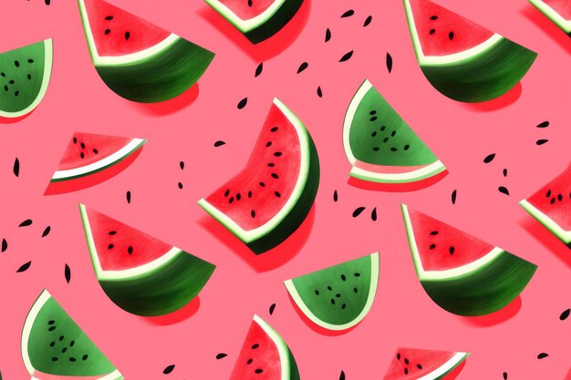 Refreshing watermelon pattern on striped background vector illustration