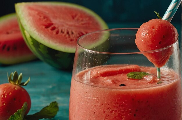 A refreshing watermelon smoothie in a glass
