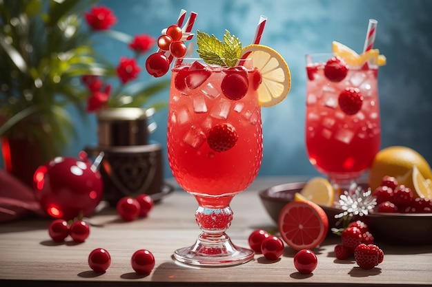 Освежающий напиток коктейль красное украшение