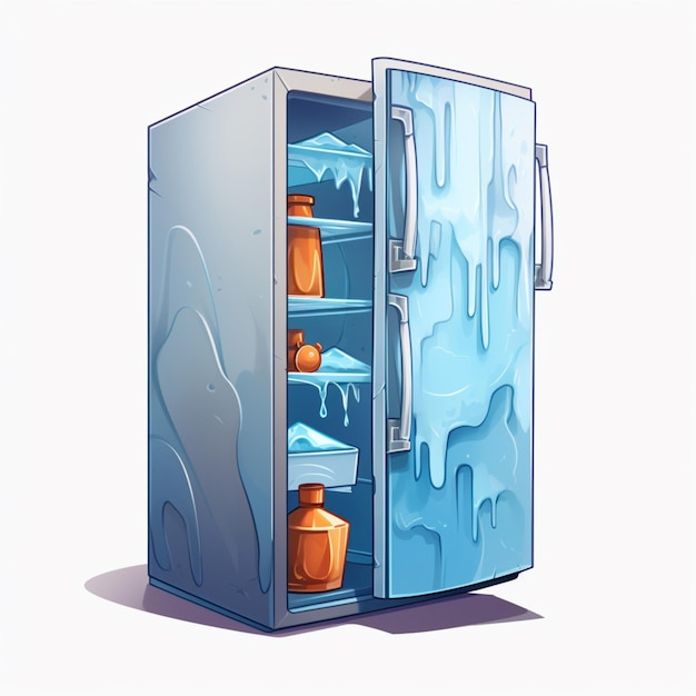 Refrigerator 2d cartoon illustraton on white background hi