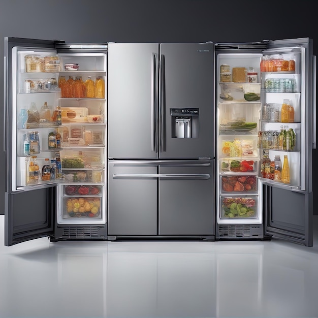 refrigerator full of foodopen refrigerator with food on background