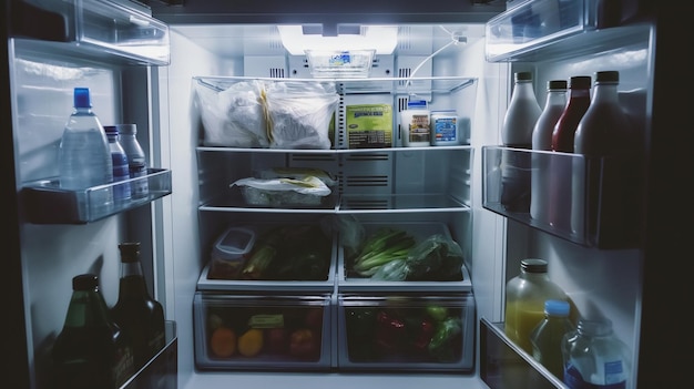 Photo a refrigerator with the door open and the inside of it is open