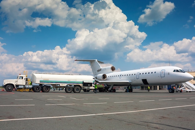 Refueling plane at a small airport