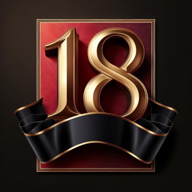 Photo regal 18th celebration number with crimson accents