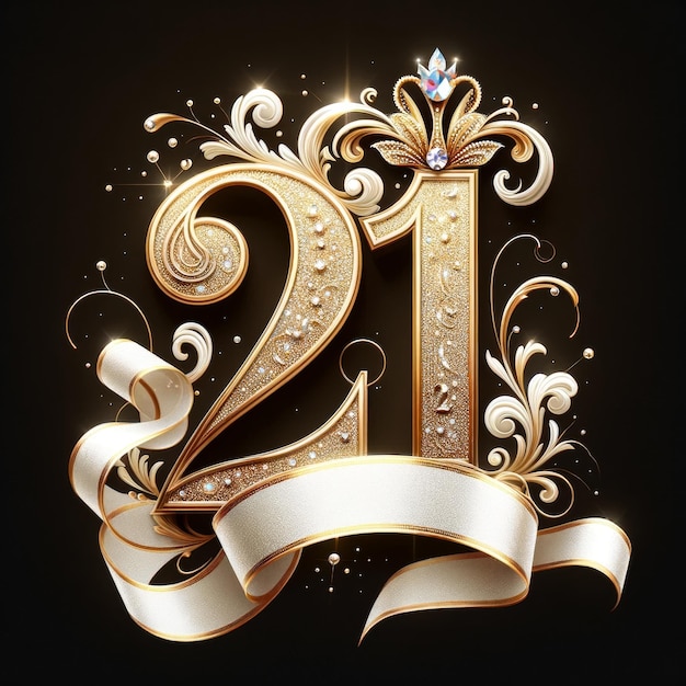 Regal 21st Birthday Golden Number Art