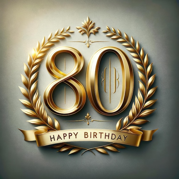 Foto emblema regale con alloro dorato per l'80° compleanno