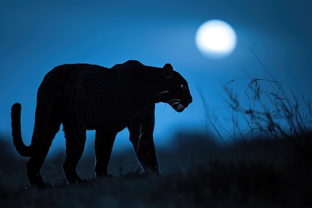 Photo the regal allure of the panther under the moonlight