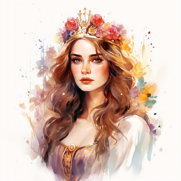 Regal beauty Medieval watercolor fantasy