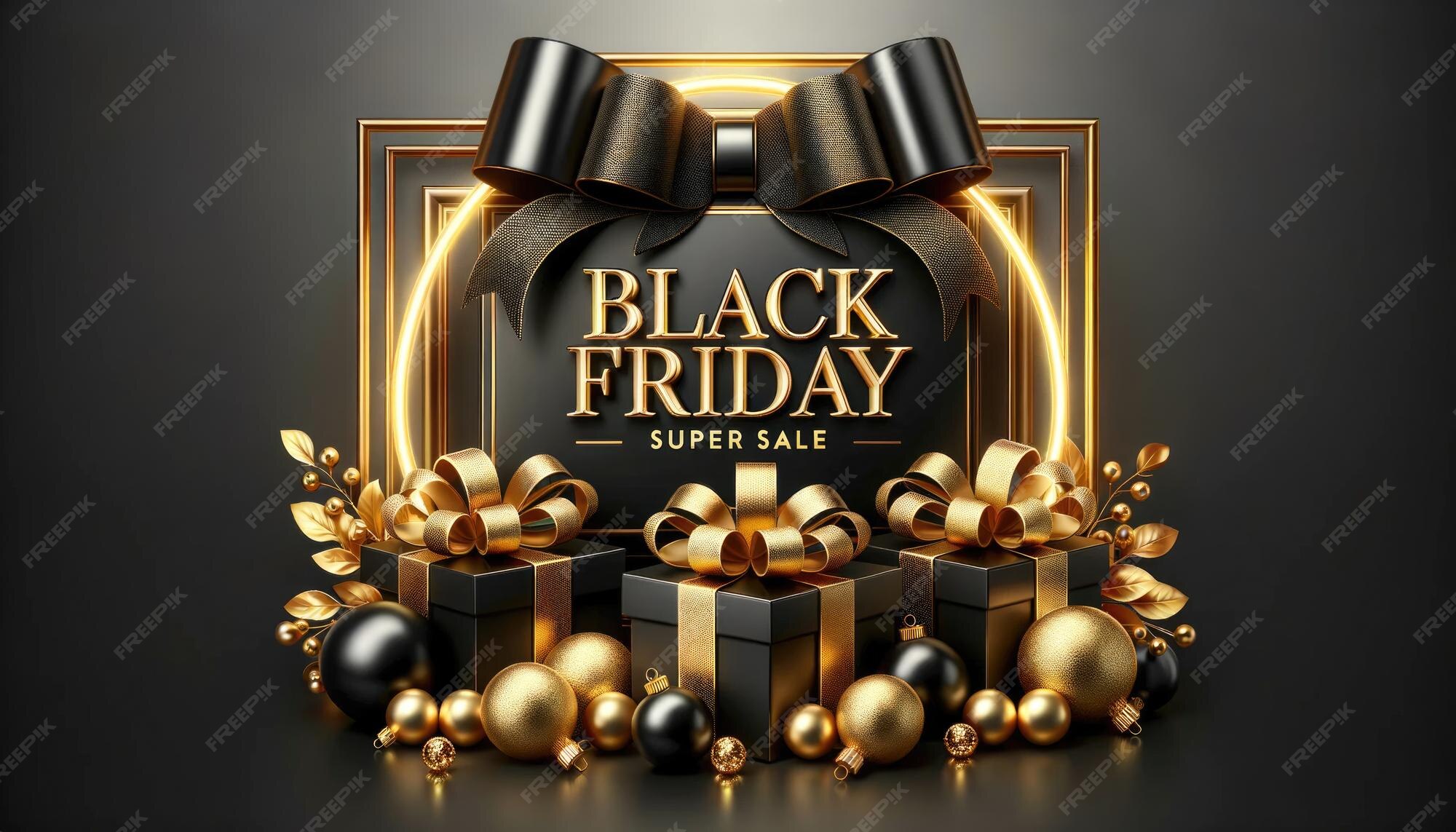 Premium AI Image Regal Black Friday Display Neon Frame Lavish Gifts