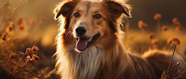 Regal Borzoi dog in a grassy field