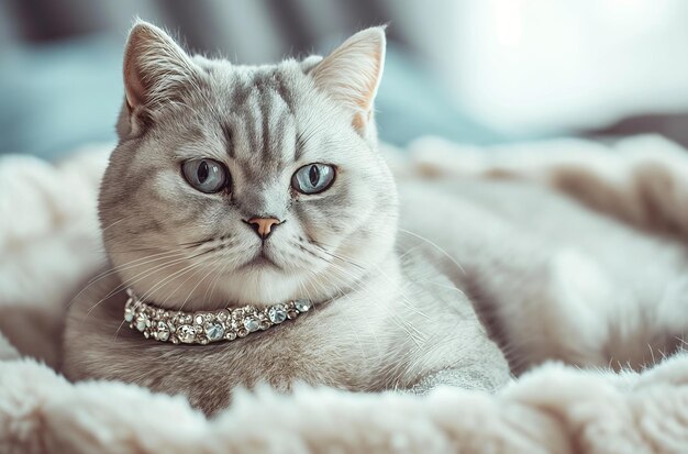 Foto gatto regale adornato di diamanti