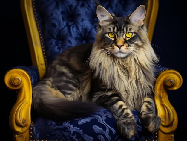 Photo regal cat posed on a luxurious chair