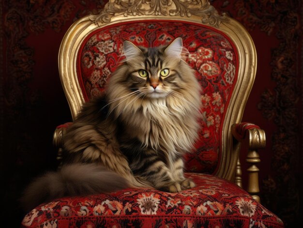 Photo regal cat posed on a luxurious chair