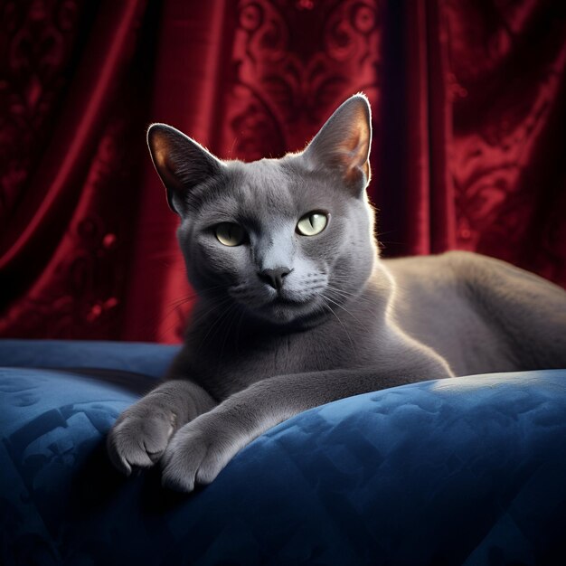 Фото Королевская кошка позирует на роскошном стуле