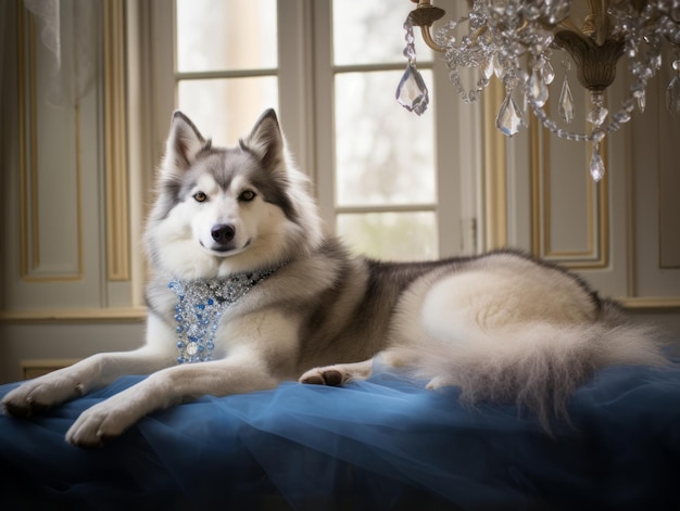 Regal dog with a regal stance in a royal setting